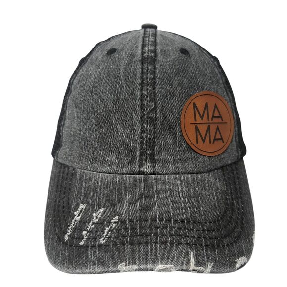MAMA Ponyback Trucker Hat Gray One Size Adjustable Mesh Back Distressed 6 Panel - Picture 1 of 8